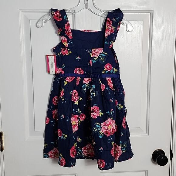 Zunie Blue Floral Button Back Dress, NWT, Girls 14/16 - Picture 4 of 5